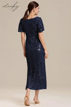 Cargar imagen en el visor de la galería, Vestido midi azul navy