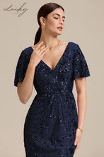 Cargar imagen en el visor de la galería, Vestido midi azul navy