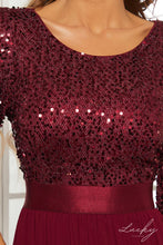 Cargar imagen en el visor de la galería, Vestido vino con mangas y lentejuelas