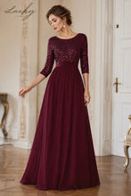 Cargar imagen en el visor de la galería, Vestido vino con lentejuelas y mangas