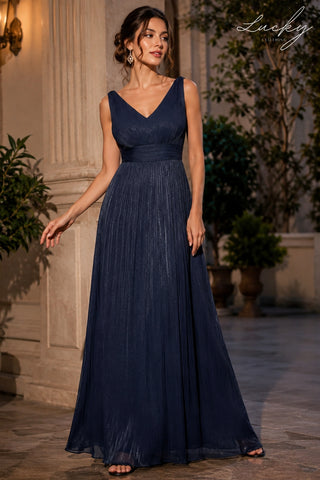 Vestido navy blue plisado