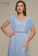 Cargar imagen en el visor de la galería, Vestido celeste plisado midi