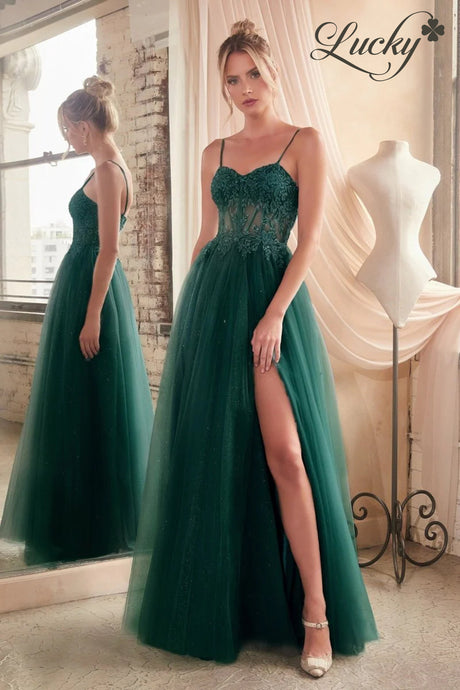 Vestido verde con encaje