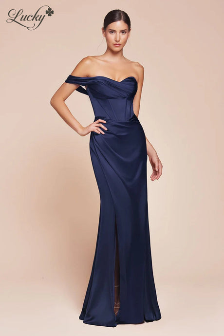 Vestido azul navy de satin