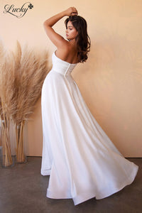 Vestido blanco de satin strapless