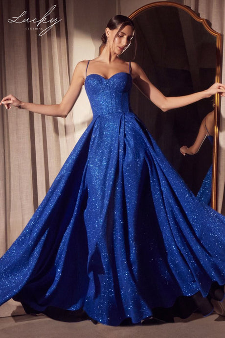 Vestido azul rey con brillos
