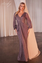 Cargar imagen en el visor de la galería, Vestido mauve con brillos y mangas
