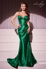 Cargar imagen en el visor de la galería, Vestido verde esmeralda de satin