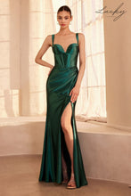 Cargar imagen en el visor de la galería, Vestido verde esmeralda de satin
