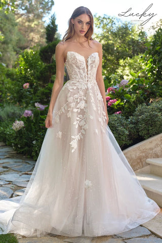 Vestido blanco strapless corte A
