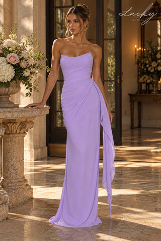 Vestido lavanda strapless