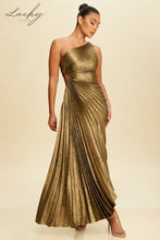 Cargar imagen en el visor de la galería, Vestido black gold plisado