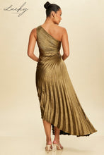 Cargar imagen en el visor de la galería, Vestido black gold plisado