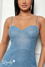 Cargar imagen en el visor de la galería, Vestido celeste de brillos