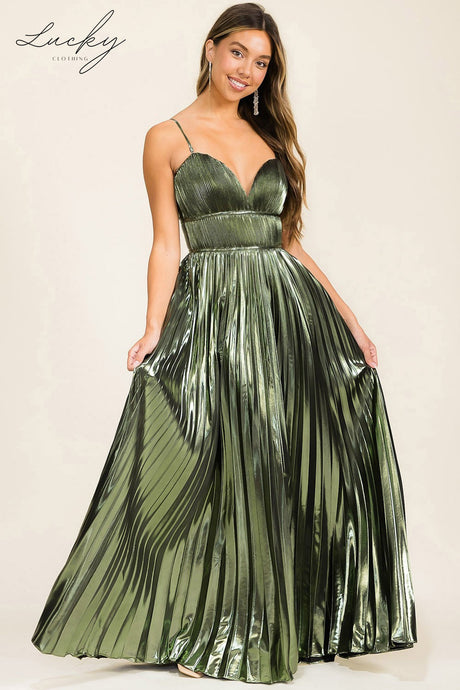 Vestido verde oliva plisado