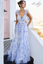 Cargar imagen en el visor de la galería, Vestido azul estampado