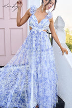 Cargar imagen en el visor de la galería, Vestido azul estampado