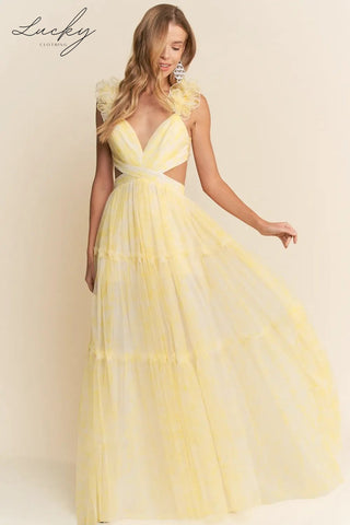 Vestido amarillo estampado