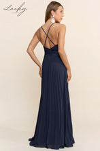 Cargar imagen en el visor de la galería, Vestido azul navy plisado