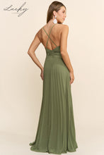 Cargar imagen en el visor de la galería, Vestido verde oliva plisado