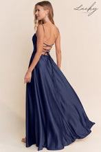 Cargar imagen en el visor de la galería, Vestido de satin navy con corse