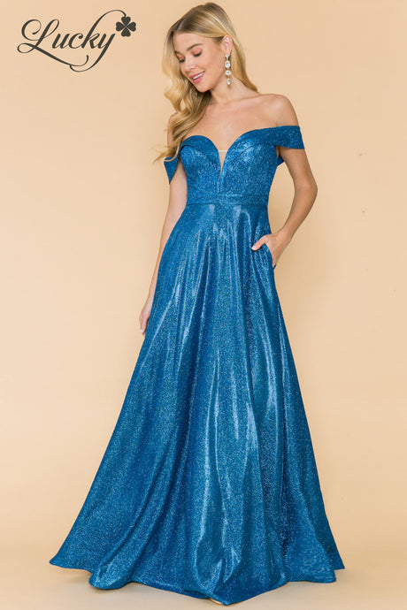 Vestido azul con brillos