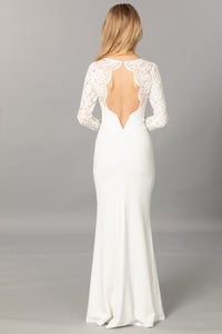 Vestido blanco manga larga sencillo