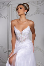 Cargar imagen en el visor de la galería, Vestido blanco strapless con encaje