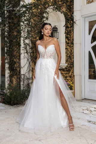 Vestido blanco volado strapless