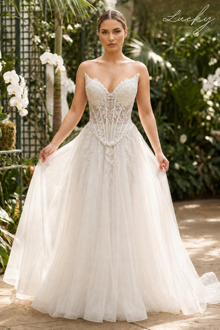 Vestido blanco con piedras strapless