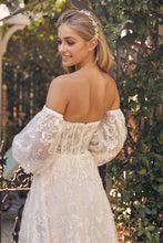 Cargar imagen en el visor de la galería, Vestido blanco con encaje y mangas