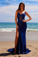 Cargar imagen en el visor de la galería, Vestido navy al cuerpo con brillos