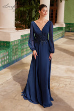 Cargar imagen en el visor de la galería, Vestido azul navy con mangas