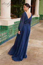 Cargar imagen en el visor de la galería, Vestido azul navy con mangas