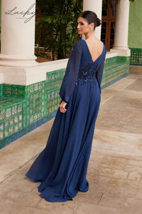 Vestido azul navy con mangas