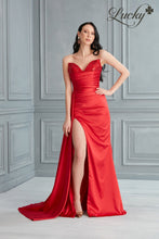 Cargar imagen en el visor de la galería, Vestido rojo strapless con brillos