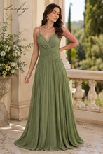 Cargar imagen en el visor de la galería, Vestido verde oliva plisado