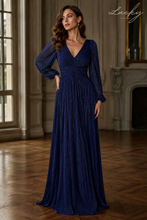 Cargar imagen en el visor de la galería, Vestido azul navy plisado con mangas