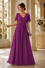 Cargar imagen en el visor de la galería, Vestido fucsia con mangas
