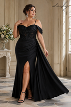 Cargar imagen en el visor de la galería, Vestido negro plus al cuerpo