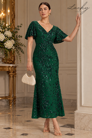 Vestido midi verde oscuro