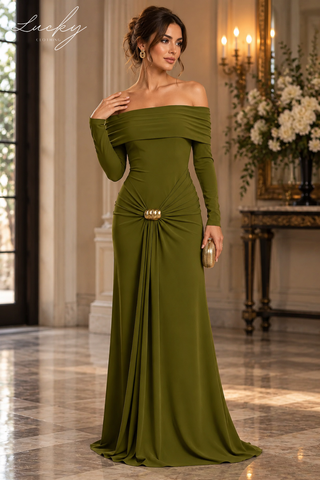 Vestido verde oliva manga larga