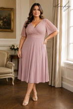 Cargar imagen en el visor de la galería, Vestido mauve plus midi