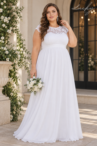 Vestido blanco plus con encaje