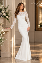 Cargar imagen en el visor de la galería, Vestido blanco manga larga sencillo