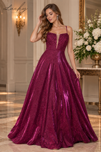 Cargar imagen en el visor de la galería, Vestido vino con brillos y encaje