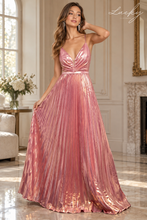 Cargar imagen en el visor de la galería, Vestido blush metalico plisado