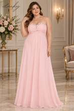 Cargar imagen en el visor de la galería, Vestido strapless rosa con detalles de piedras