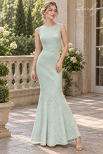Cargar imagen en el visor de la galería, Vestido aqua con detalles floreados en plata