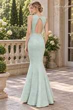 Cargar imagen en el visor de la galería, Vestido aqua con detalles floreados en plata